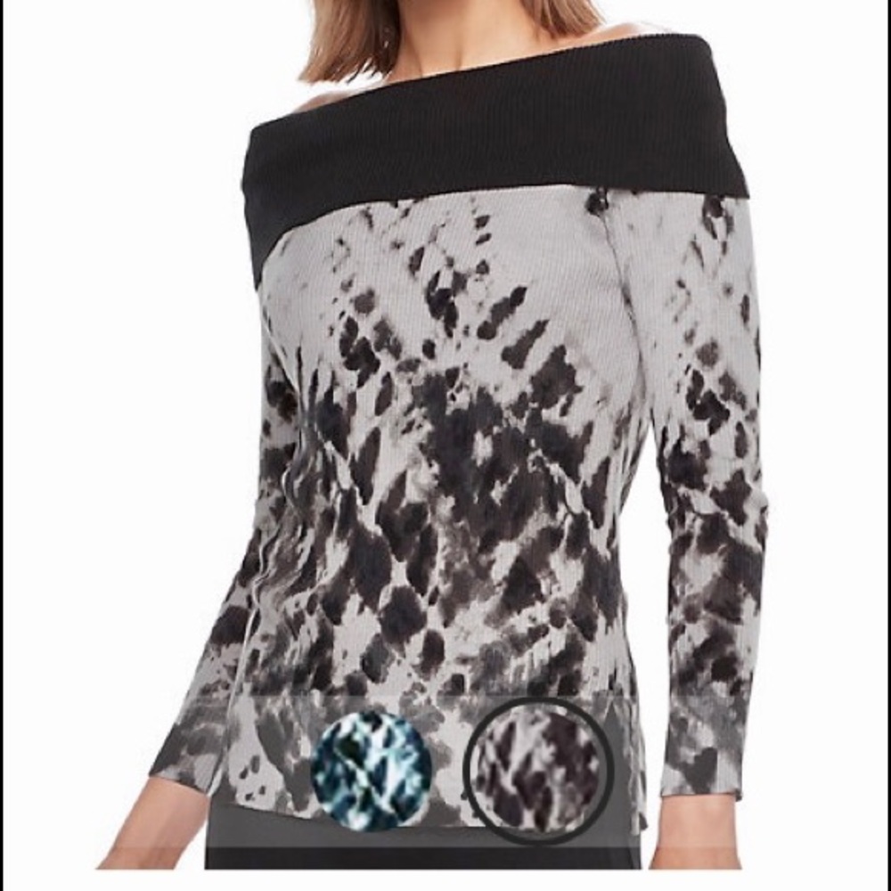 Rock & Republic Off-the-Shoulder Tie-Dye Sweater